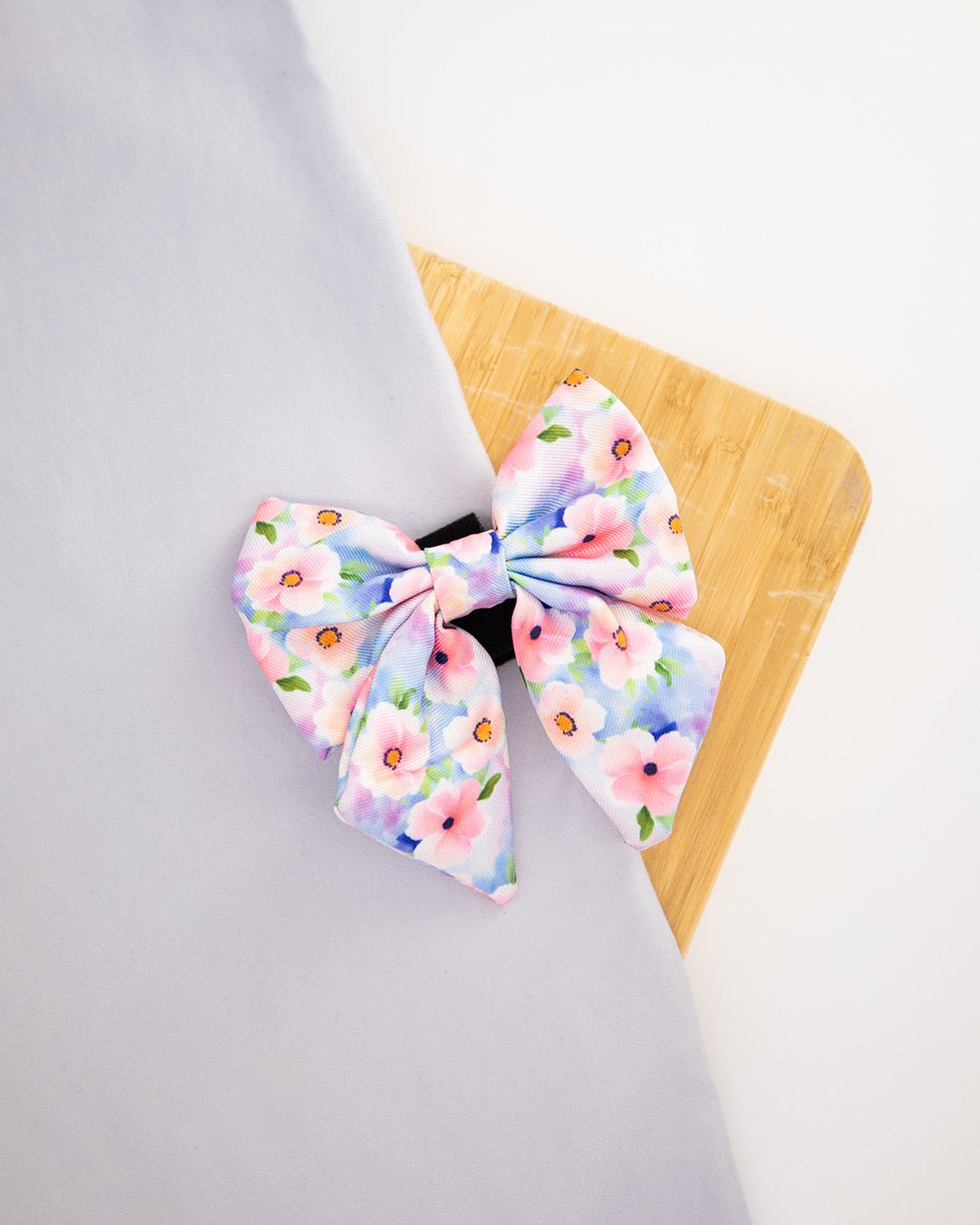 Pink blue floral bowtie