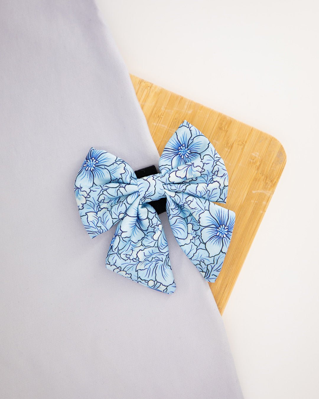 Blue floral dog bowtie