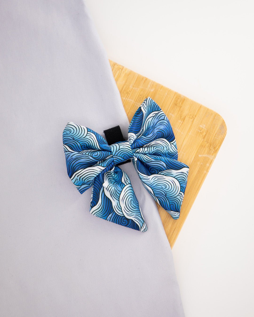 Blue Japanese wave bowtie