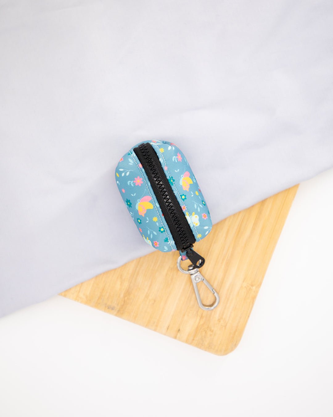 Blue floral poop bag